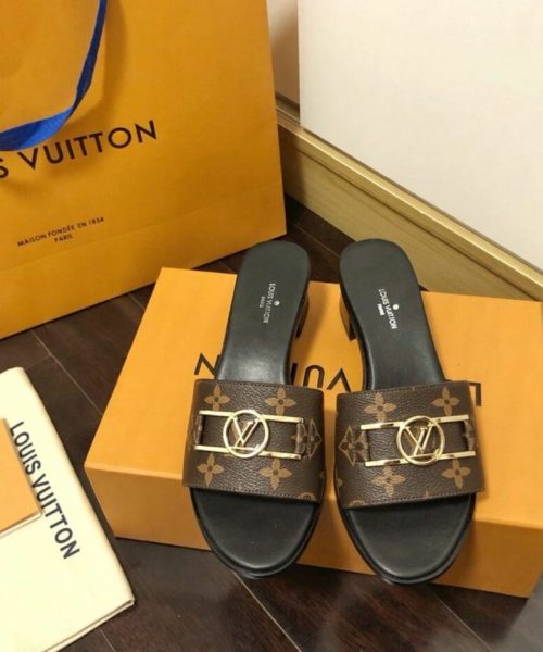 Louis Vuitton Lock It Mule Patent Monogram Canvas Black/Brown For Women LV 1A660F