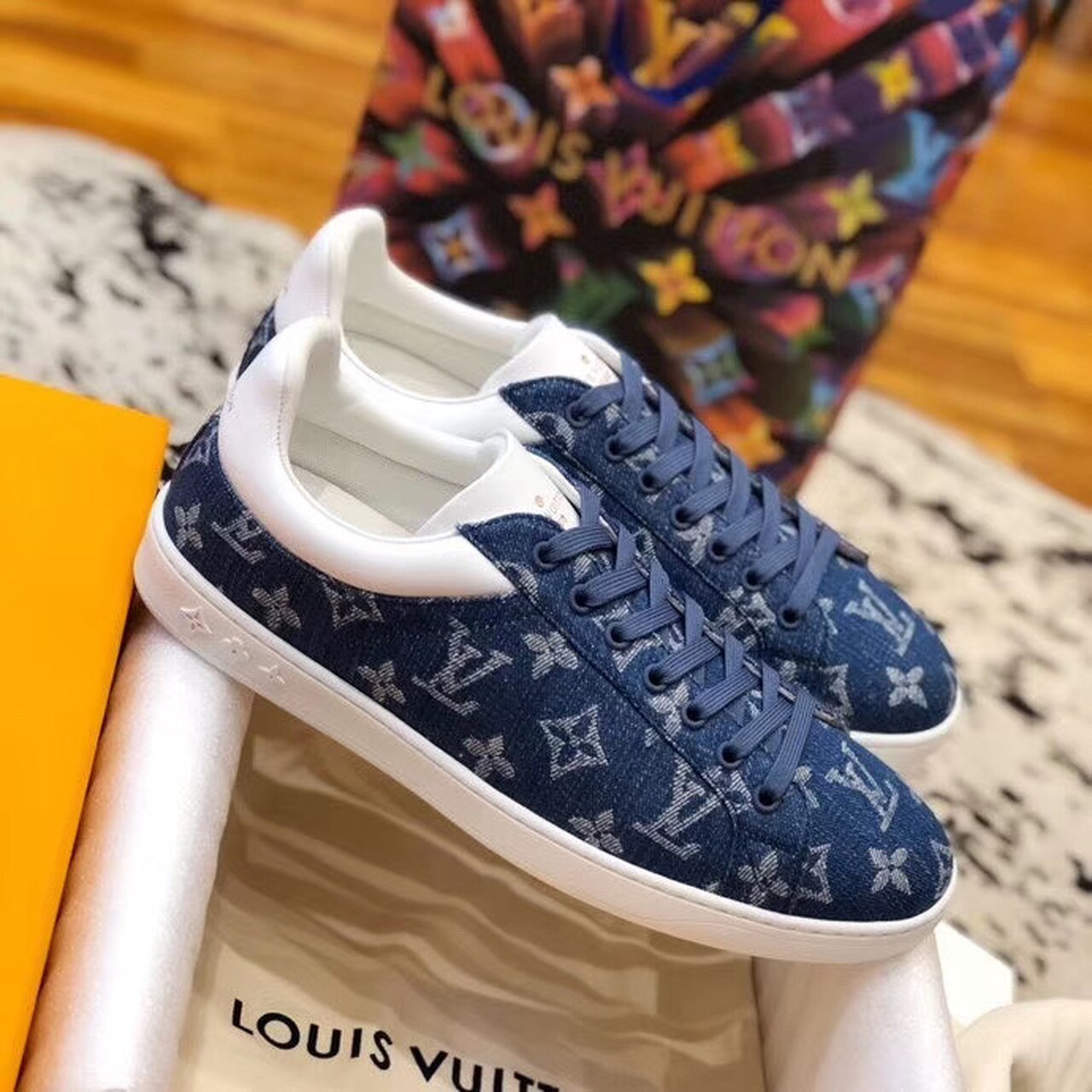 Louis Vuitton Luxembourg Sneaker Monogram Canvas Blue For Women LV - Image 6