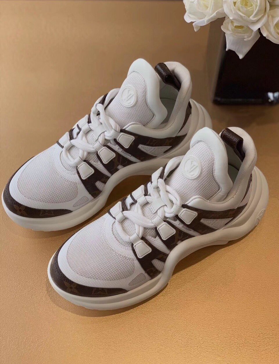 Louis Vuitton LV Archlight Sneaker Patent Monogram Material And Technical Fabrics White For Women LV 1A43L1