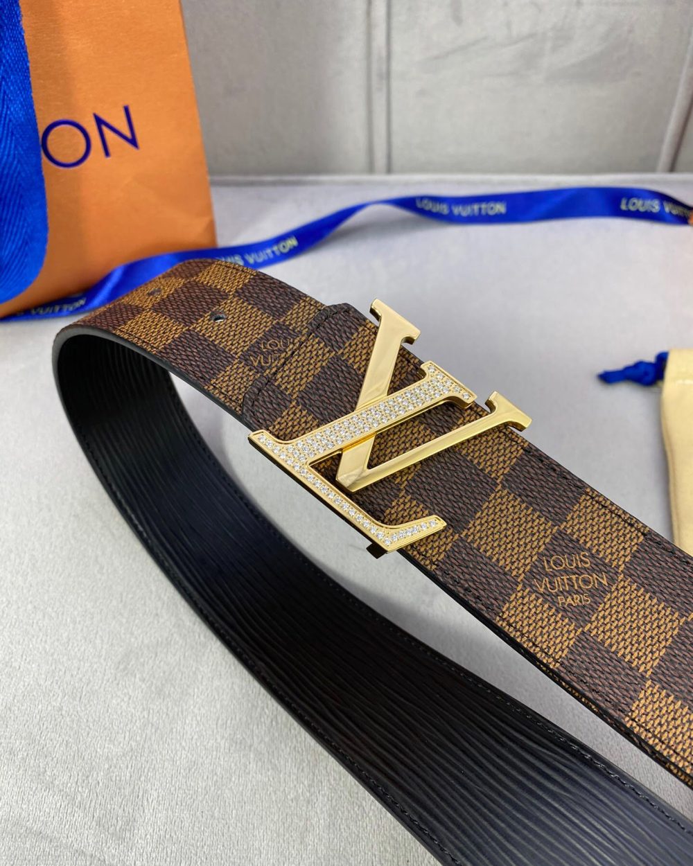 1:1 Replica Louis Vuitton LV Beaded Reversible Belt Damier Ebene, LV Women Belt