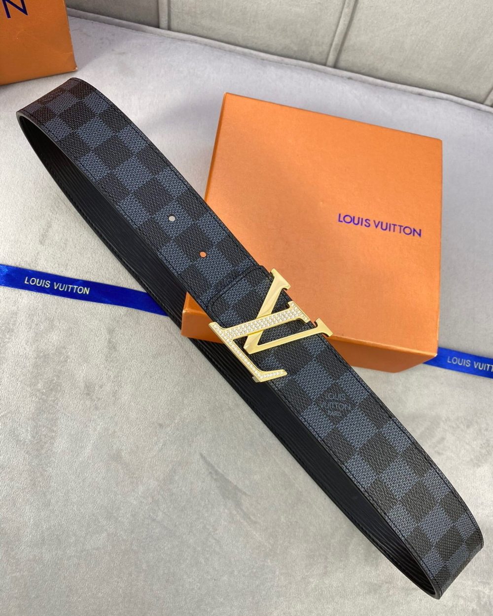 1:1 Replica Louis Vuitton LV Beaded Reversible Belt Damier Eclipse, LV Women Belt