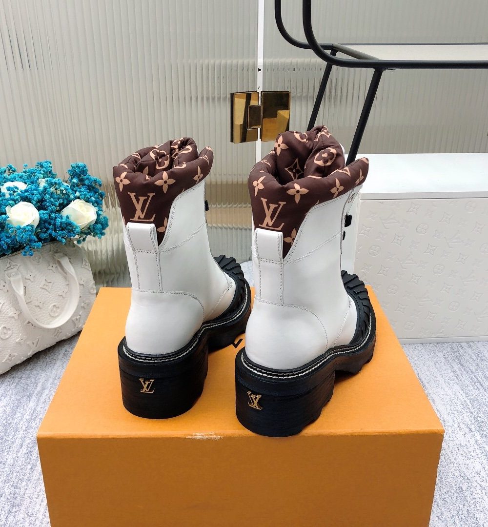 Louis Vuitton LV Beaubourg Ankle Boot White For Women LV