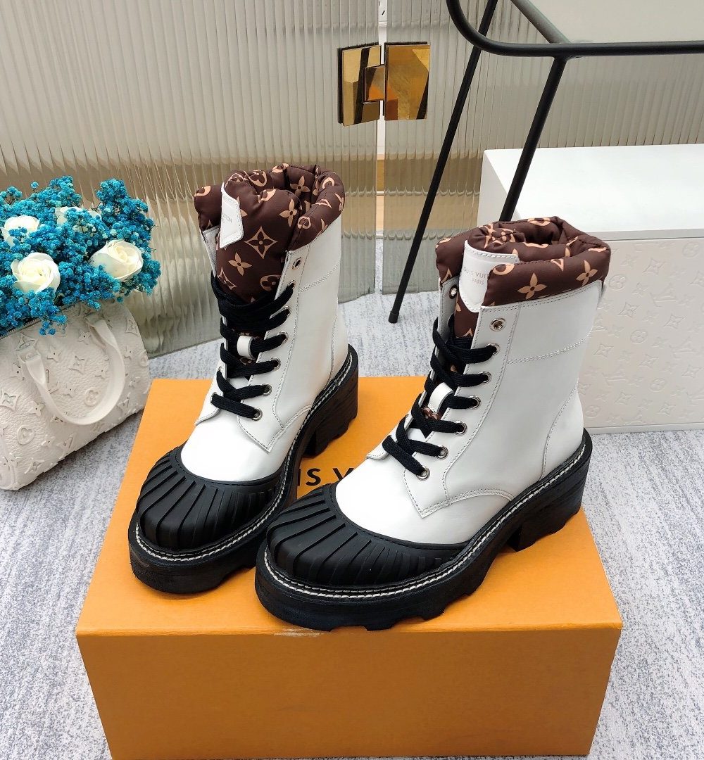 Louis Vuitton LV Beaubourg Ankle Boot White For Women LV