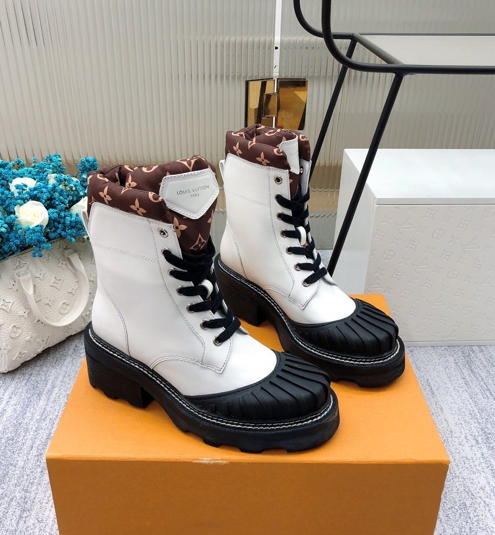 Louis Vuitton LV Beaubourg Ankle Boot White For Women LV