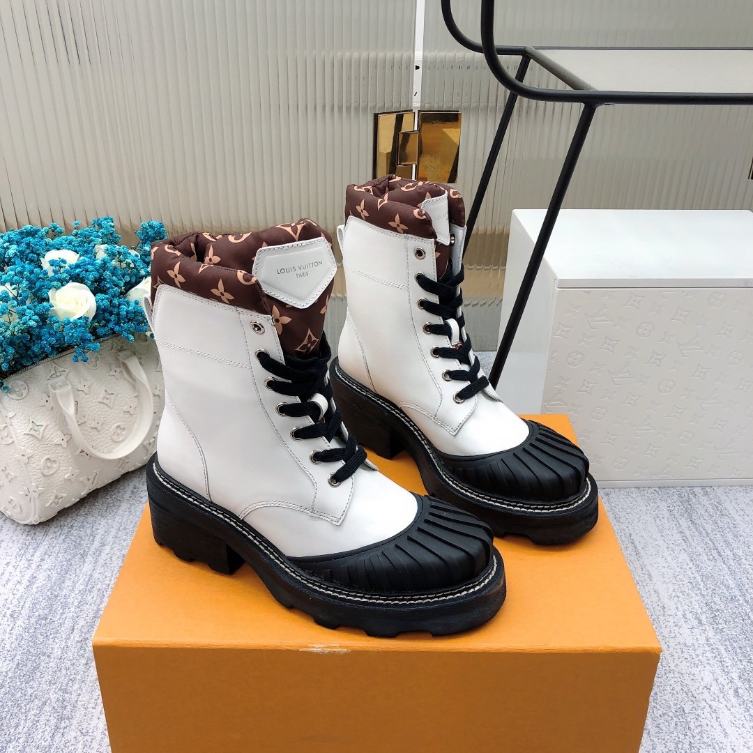 Louis Vuitton LV Beaubourg Ankle Boot White For Women LV - Image 9