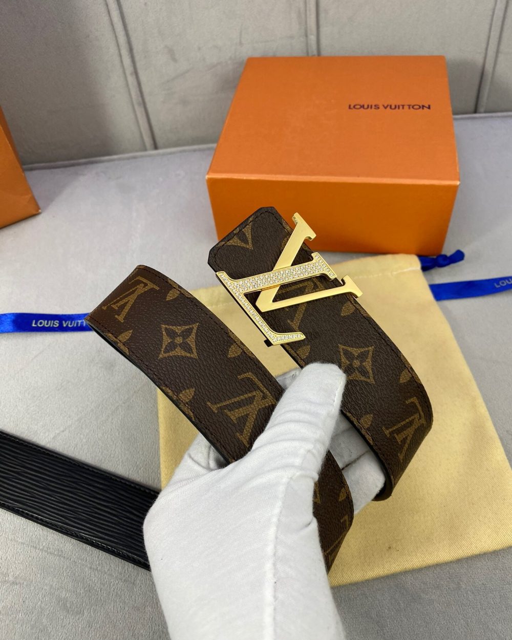 1:1 Replica Louis Vuitton LV Diamond Reversible Belt Monogram Canvas, LV Women Belt