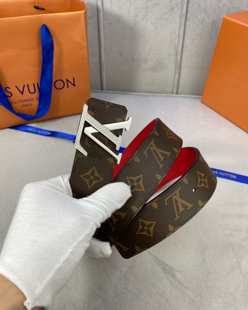 1:1 Replica Louis Vuitton LV Diamond Reversible Belt Monogram Eclipse, LV Women Belt