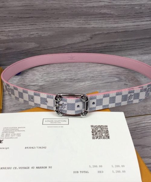 1:1 Replica Louis Vuitton LV Malletier Belt Damier Azur Silver Toned Hardware LV Women Belt