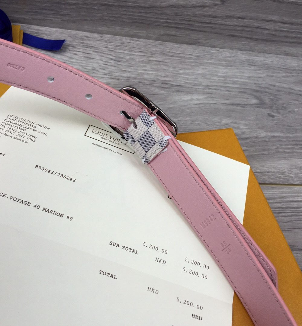 1:1 Replica Louis Vuitton LV Malletier Belt Damier Azur Silver Toned Hardware LV Women Belt