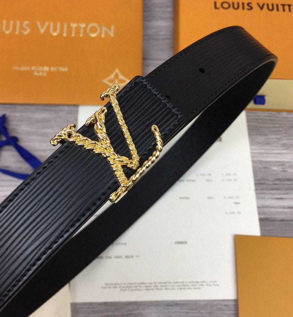 1:1 Replica Louis Vuitton LV Malletier Belt Epi Gold Toned Hardware LV Women Belt 