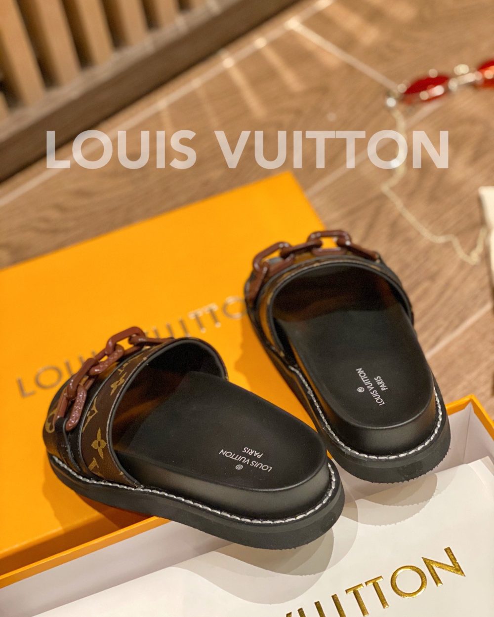 Louis Vuitton LV Sunset Flat Comfort Mule Black/Brown For Women LV