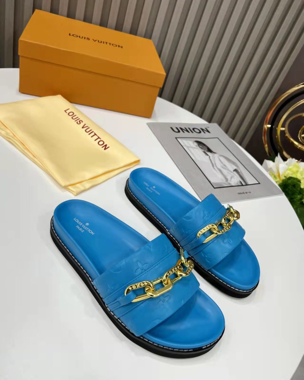 Louis Vuitton LV Sunset Flat Comfort Mule Blue For Women LV
