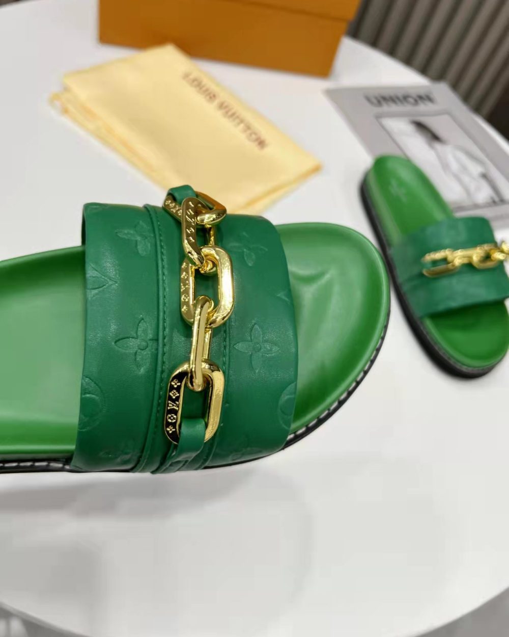 Louis Vuitton LV Sunset Flat Comfort Mule Green For Women LV 1A9RAK
