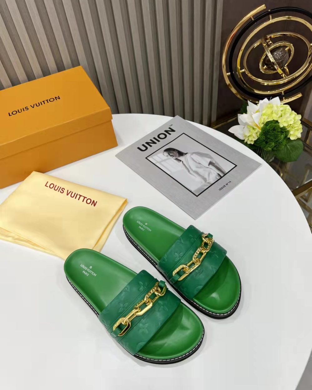 Louis Vuitton LV Sunset Flat Comfort Mule Green For Women LV 1A9RAK
