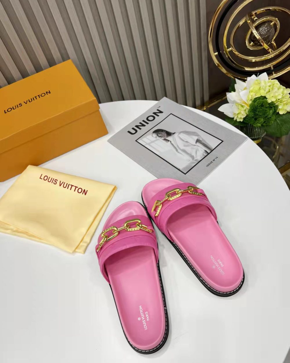 Louis Vuitton LV Sunset Flat Comfort Mule Pink For Women LV 1A9RAW