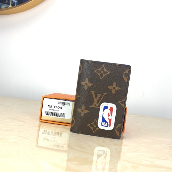 1:1 Replica Louis Vuitton LV x NBA Pocket Organizer Monogram Canvas For Men, Men's Wallet 4.3in/11cm LV M80104