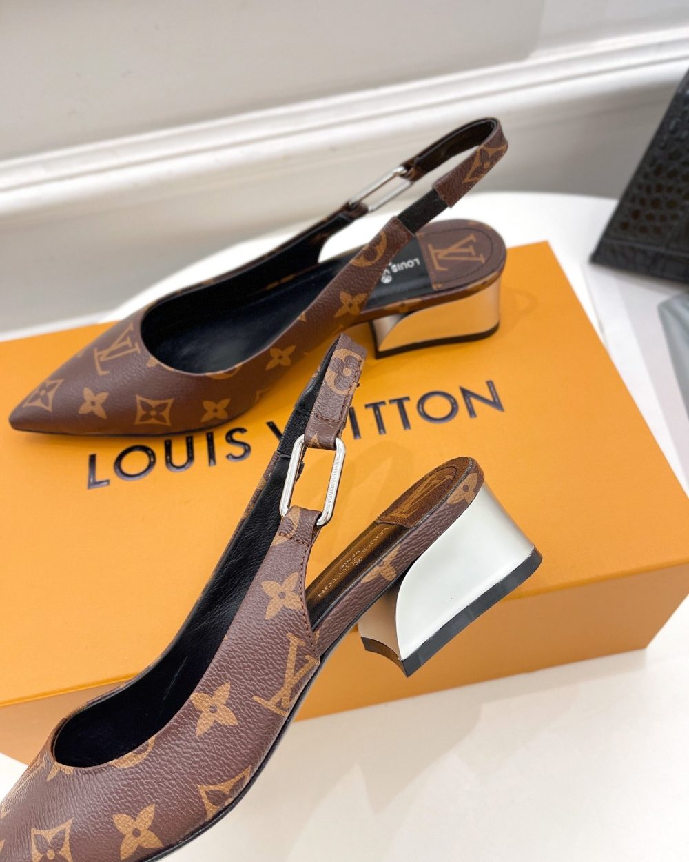 Louis Vuitton Magnetic Slingback Pump Brown For Women LV