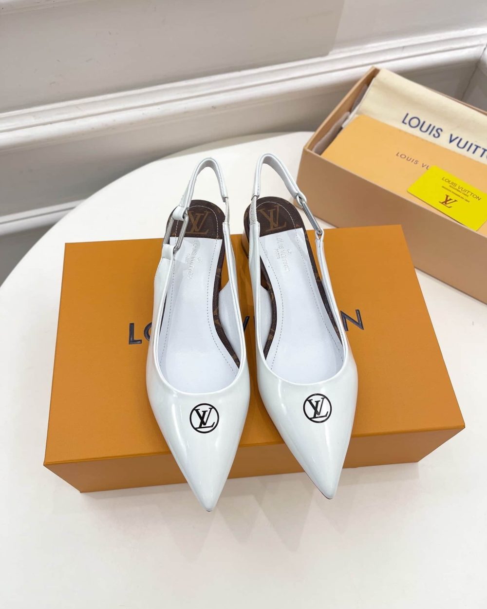 Louis Vuitton Magnetic Slingback Pump White For Women LV