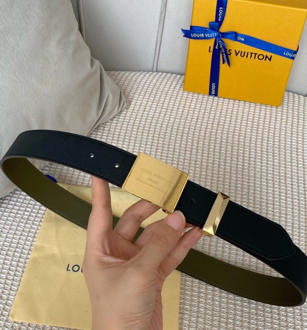 1:1 Replica Louis Vuitton Metropole LV Belt Black LV Women Belt