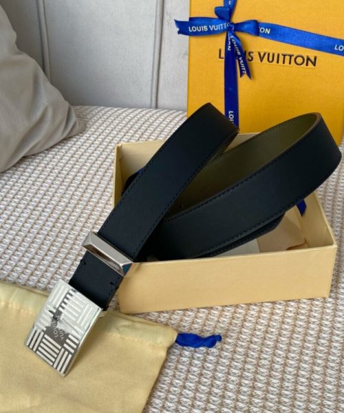 1:1 Replica Louis Vuitton Metropole LV Belt Black LV Women Belt