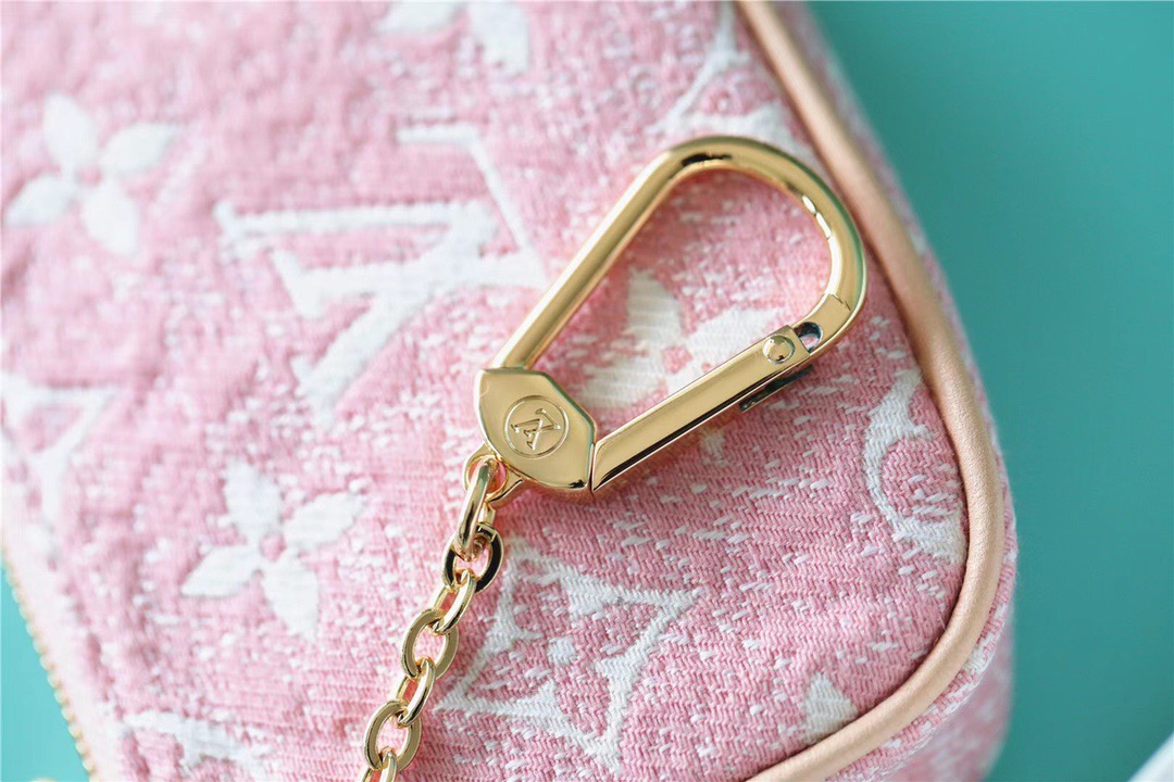 1:1 Replica Louis Vuitton Mini Pochette Accessoires Monogram Denim Pink For Women, Women's Wallets 6.1in/15.5cm LV - Image 3