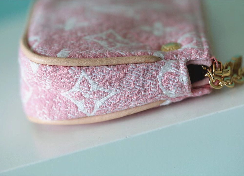 1:1 Replica Louis Vuitton Mini Pochette Accessoires Monogram Denim Pink For Women, Women's Wallets 6.1in/15.5cm LV 