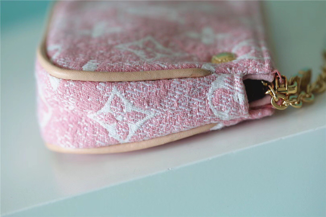 1:1 Replica Louis Vuitton Mini Pochette Accessoires Monogram Denim Pink For Women, Women's Wallets 6.1in/15.5cm LV - Image 2