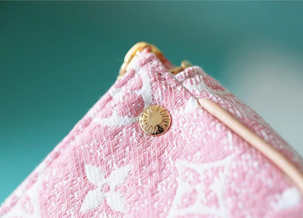 1:1 Replica Louis Vuitton Mini Pochette Accessoires Monogram Denim Pink For Women, Women's Wallets 6.1in/15.5cm LV 