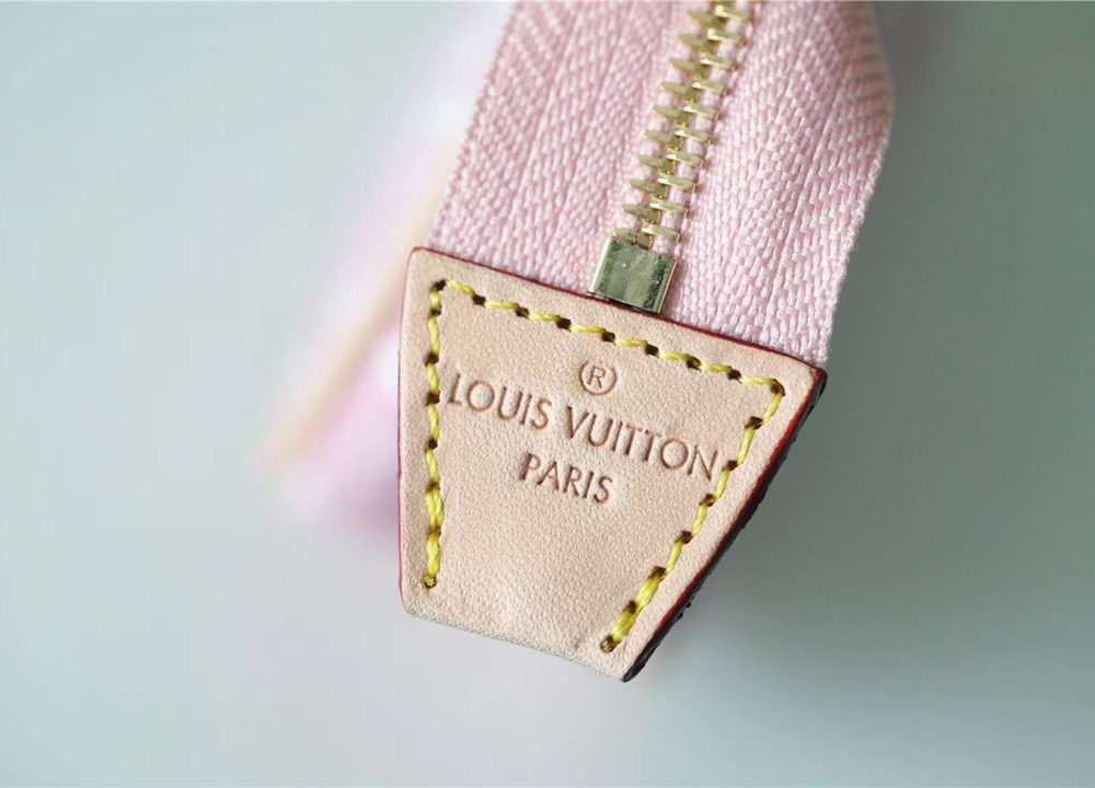 1:1 Replica Louis Vuitton Mini Pochette Accessoires Monogram Denim Pink For Women, Women's Wallets 6.1in/15.5cm LV 
