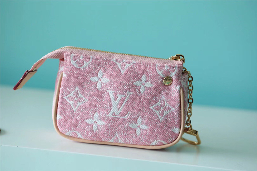 1:1 Replica Louis Vuitton Mini Pochette Accessoires Monogram Denim Pink For Women, Women's Wallets 6.1in/15.5cm LV - Image 7