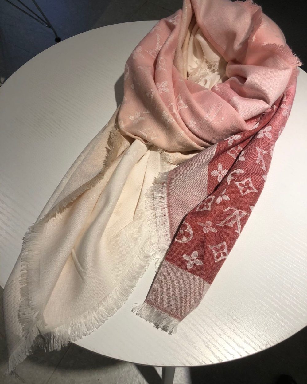 Louis Vuitton Monogram Showtime Shawl Scarf Pink/Yellow 55in/140cm
