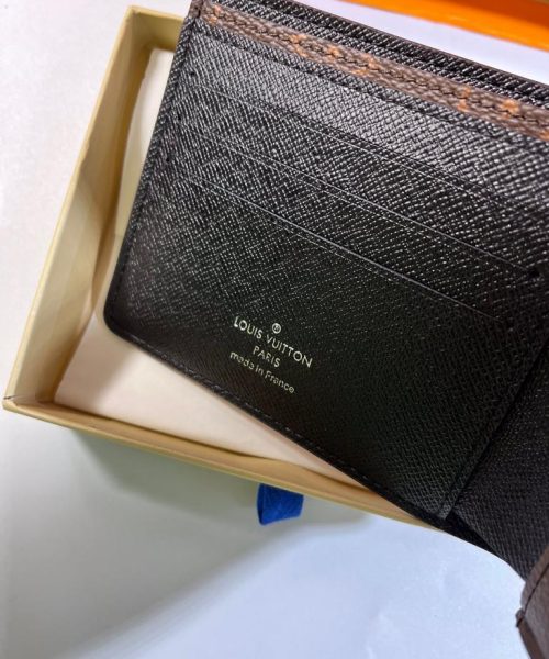 1:1 Replica Louis Vuitton Multiple Wallet Monogram Macassar Black For Men, Men's Wallet 12cm LV M69408