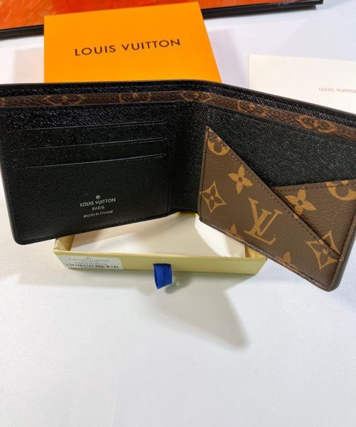 1:1 Replica Louis Vuitton Multiple Wallet Monogram Macassar Black For Men, Men's Wallet 12cm LV M69408