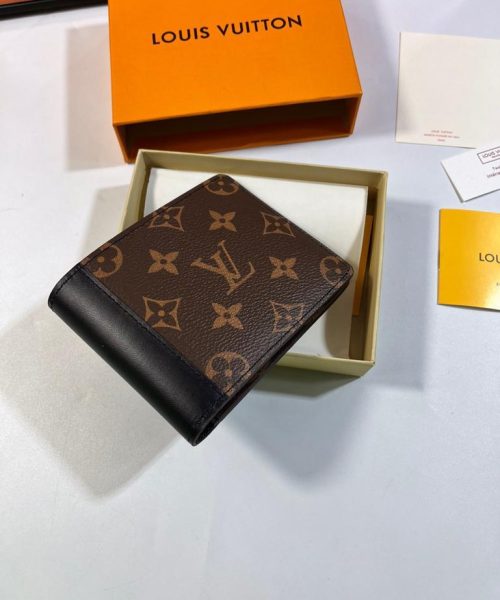 1:1 Replica Louis Vuitton Multiple Wallet Monogram Macassar Black For Men, Men's Wallet 12cm LV M69408