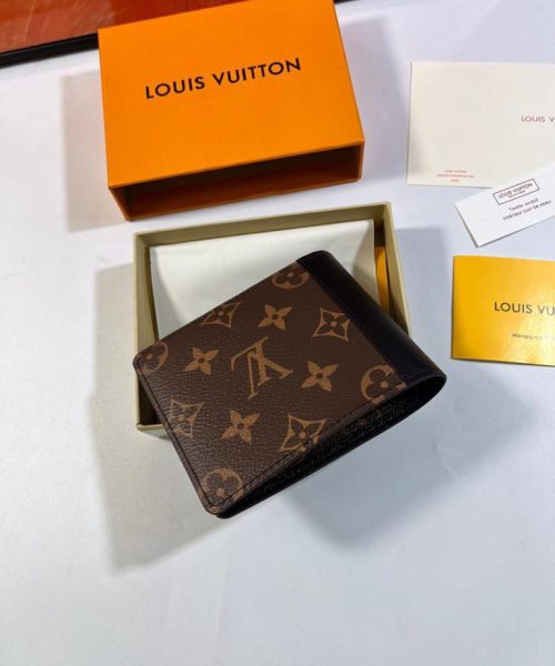 1:1 Replica Louis Vuitton Multiple Wallet Monogram Macassar Black For Men, Men's Wallet 12cm LV M69408