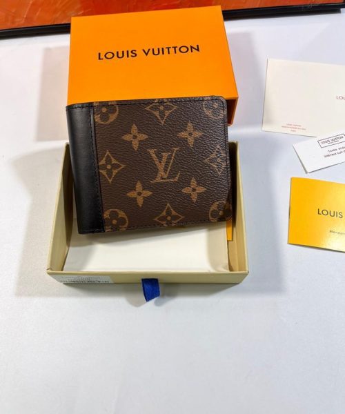 1:1 Replica Louis Vuitton Multiple Wallet Monogram Macassar Black For Men, Men's Wallet 12cm LV M69408