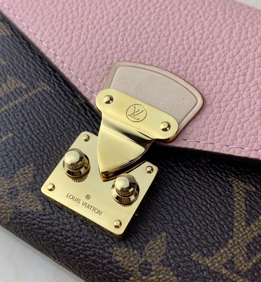 1:1 Replica Louis Vuitton Pallas Compact Wallet Monogram Canvas Pink For Women, Women's Wallet 5.1in/13cm LV