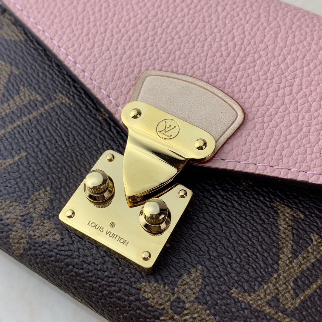 1:1 Replica Louis Vuitton Pallas Compact Wallet Monogram Canvas Pink For Women, Women's Wallet 5.1in/13cm LV - Image 3