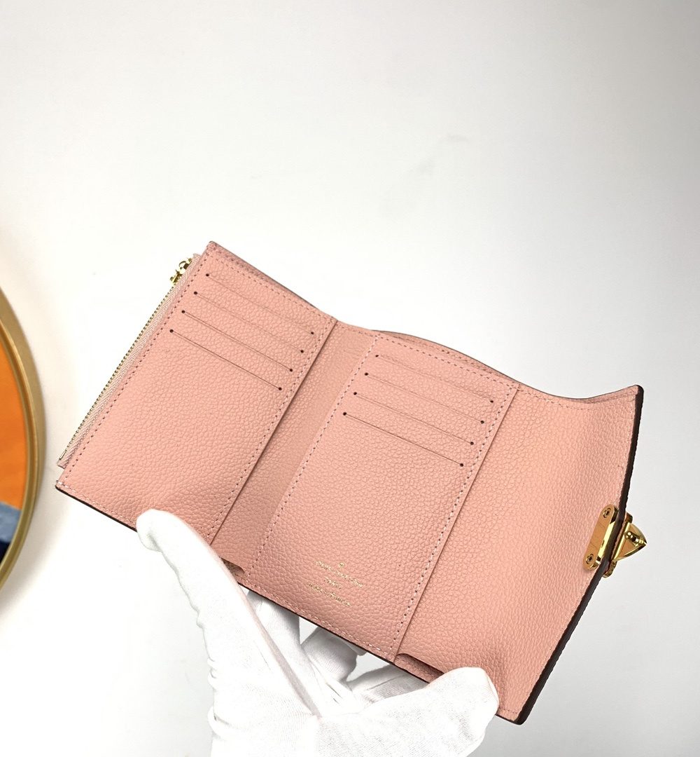 1:1 Replica Louis Vuitton Pallas Compact Wallet Monogram Canvas Pink For Women, Women's Wallet 5.1in/13cm LV