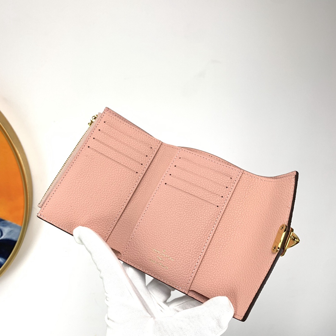 1:1 Replica Louis Vuitton Pallas Compact Wallet Monogram Canvas Pink For Women, Women's Wallet 5.1in/13cm LV - Image 6