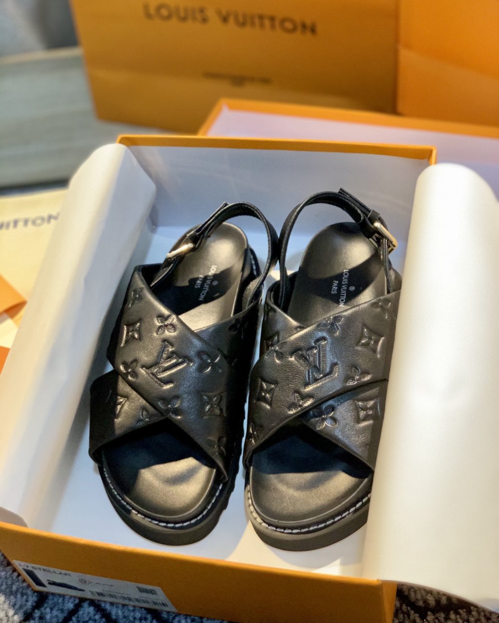 Louis Vuitton Paseo Flat Comfort Sandal Black For Women LV 1A9RDO