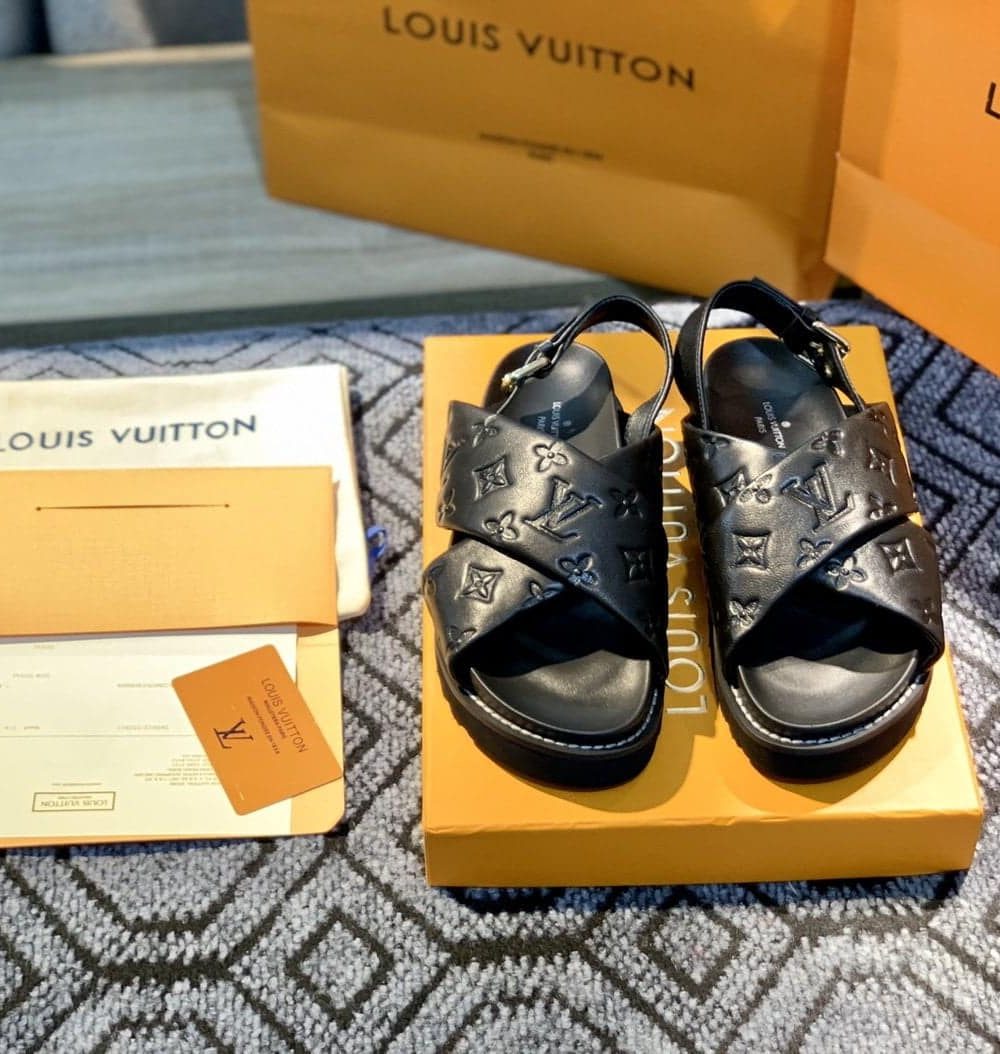 Louis Vuitton Paseo Flat Comfort Sandal Black For Women LV 1A9RDO