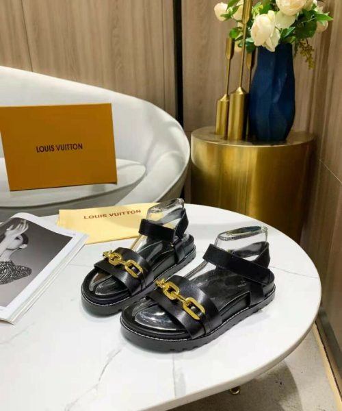 Louis Vuitton Paseo Flat Comfort Sandal Monogram Denim Black For Women LV