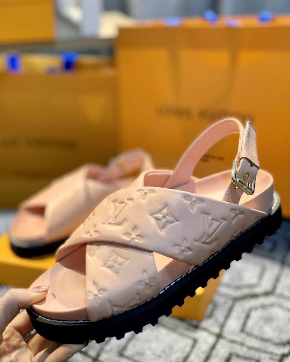 Louis Vuitton Paseo Flat Comfort Sandal Pink For Women LV 1A9RF9