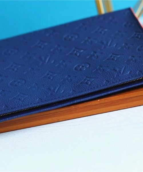 1:1 Replica Louis Vuitton Poche Toilette 26 Monogram Empreinte Navy Blue For Women, Women's Wallets 9.8in/25cm LV