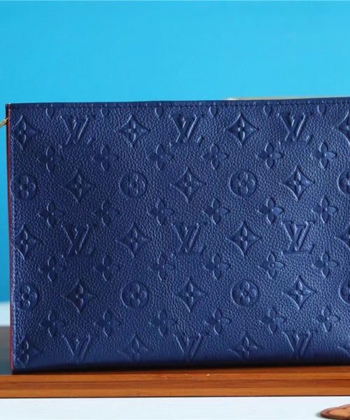 1:1 Replica Louis Vuitton Poche Toilette 26 Monogram Empreinte Navy Blue For Women, Women's Wallets 9.8in/25cm LV