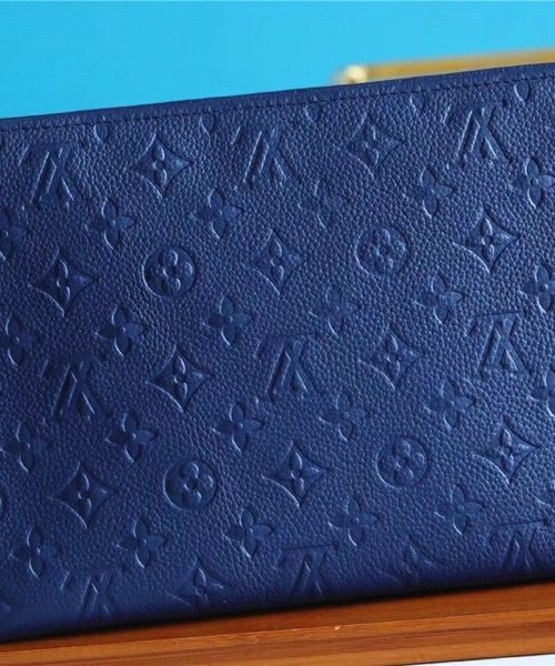 1:1 Replica Louis Vuitton Poche Toilette 26 Monogram Empreinte Navy Blue For Women, Women's Wallets 9.8in/25cm LV