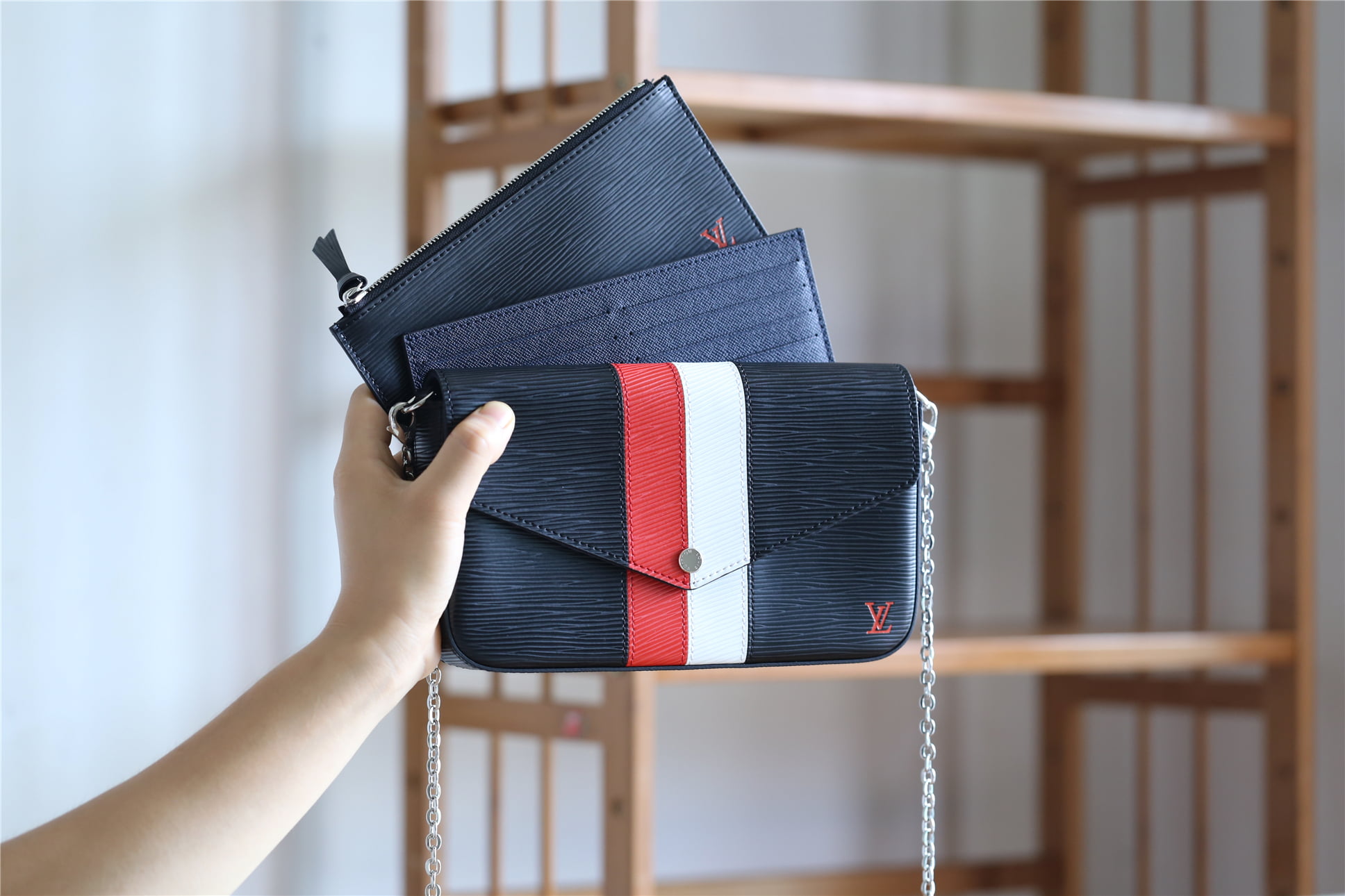 1:1 Replica Louis Vuitton Pochette Felicie Epi Black For Women, Women's Wallets 8.3in/21cm LV