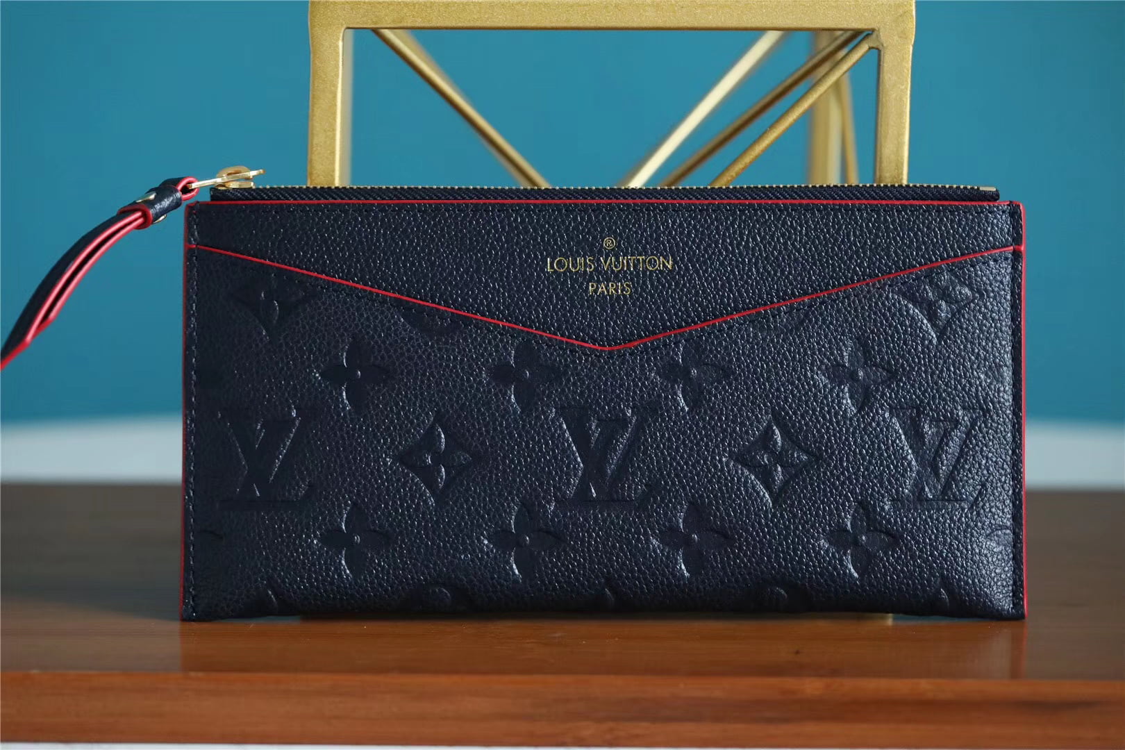 1:1 Replica Louis Vuitton Pochette Melanie BB Monogram Empreinte Dark Blue For Women, Women's Wallets 7.9in/20cm LV