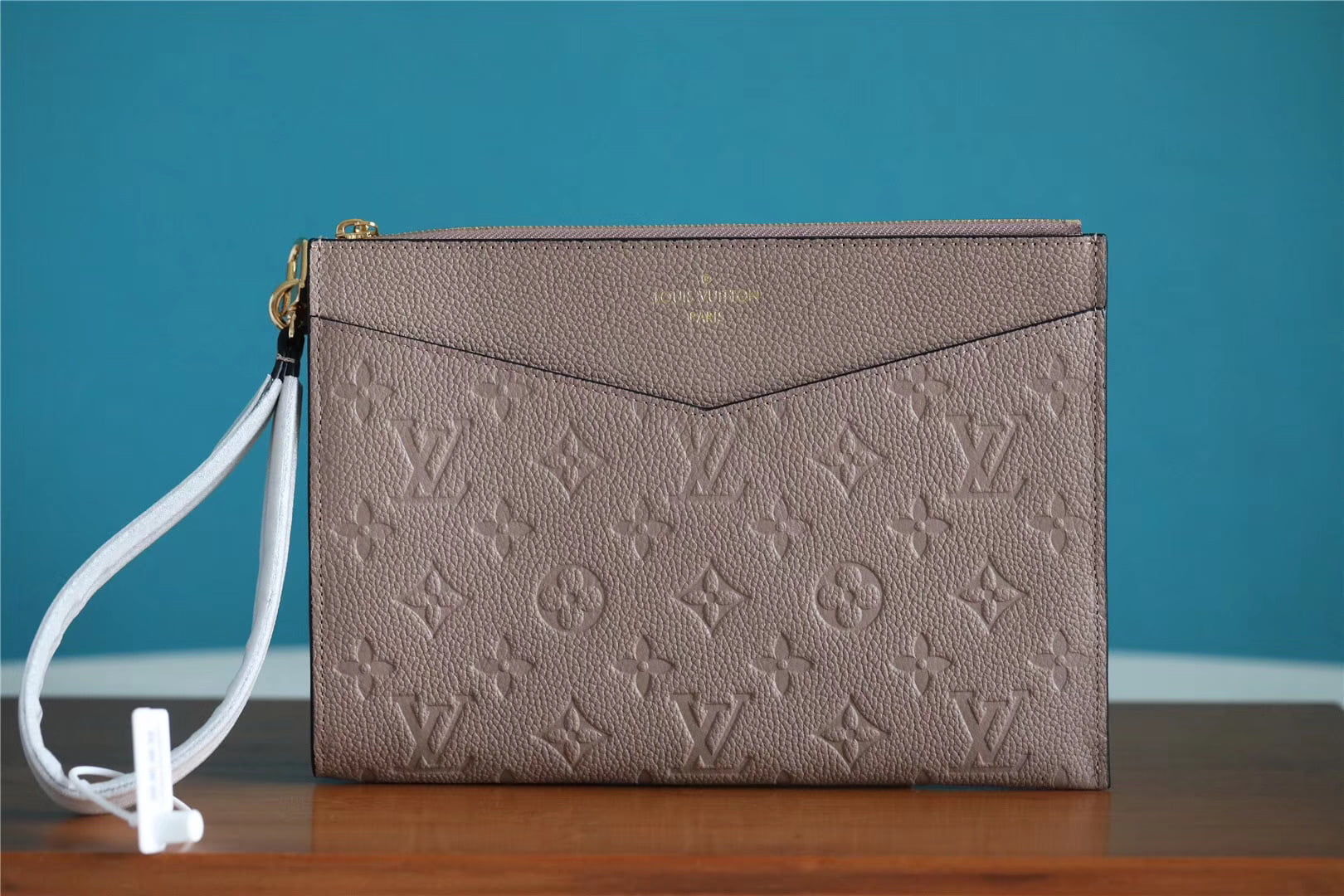 1:1 Replica Louis Vuitton Pochette Melanie MM Monogram Empreinte Beige For Women, Women's Wallets 9.2in/23cm LV